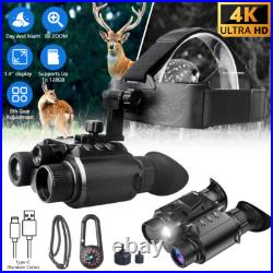 Tactical NVG Head Mounted IR Night Vision Goggles Binocular 4K 8x Digital Zoom