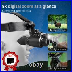 Tactical NVG Head Mounted IR Night Vision Goggles Binocular 4K 8x Digital Zoom