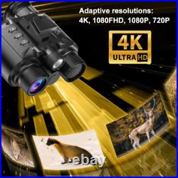 Tactical NVG Head Mounted IR Night Vision Goggles Binocular 4K 8x Digital Zoom