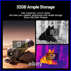 Thermal Imaging Monocular Handheld Night Vision Goggles AI 256X192 8X Zoom 12? M
