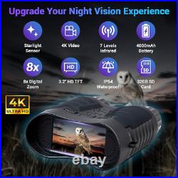 Upgraded Night Vision Goggles 4K Night Vision Binoculars, 8X Digital Zoom, 3.2