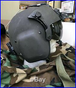 Used Large Hgu56 Gentex Flight Helicopter Pilot Helmet Loaded Nvg Battery