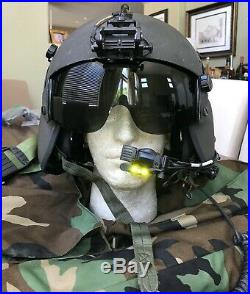 Used Large Hgu56 Gentex Flight Helicopter Pilot Helmet Loaded Nvg Battery Ah64