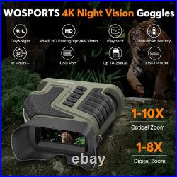 WOSPORTS 4K Night Vision Goggles for Adults, 10X Optical + 8X Digital Zoom WOSPORTS 4K Night Vision Goggles for Adults, 10X Optical + 8X Digital Zoom